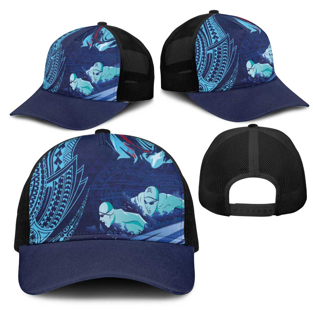 Hawaii Swimming Mesh Trucker Cap Tribal Sporty Style LT03 - Polynesian Pride