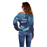 Personalized Hawaii Swimming Off Shoulder Sweater Tribal Sporty Style LT03 - Polynesian Pride