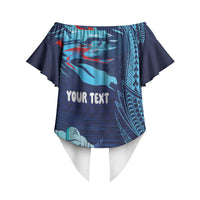 Personalized Hawaii Swimming Off Shoulder Wrap Waist Top Tribal Sporty Style LT03 - Polynesian Pride