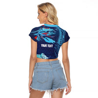Personalized Hawaii Swimming Raglan Cropped T Shirt Tribal Sporty Style LT03 - Polynesian Pride