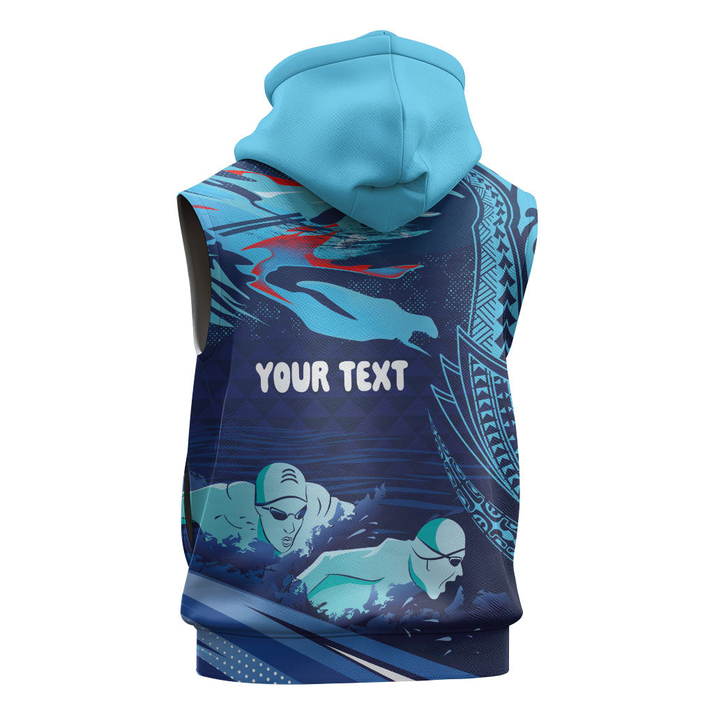 Personalized Hawaii Swimming Sleeveless Hoodie Tribal Sporty Style LT03 - Polynesian Pride
