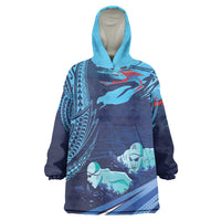 Personalized Hawaii Swimming Wearable Blanket Hoodie Tribal Sporty Style LT03 One Size Multicolor - Polynesian Pride