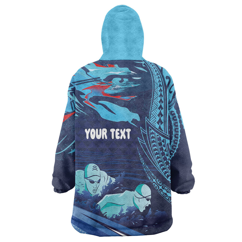 Personalized Hawaii Swimming Wearable Blanket Hoodie Tribal Sporty Style LT03 - Polynesian Pride