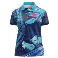 Personalized Hawaii Swimming Women Polo Shirt Tribal Sporty Style LT03 Female Multicolor - Polynesian Pride