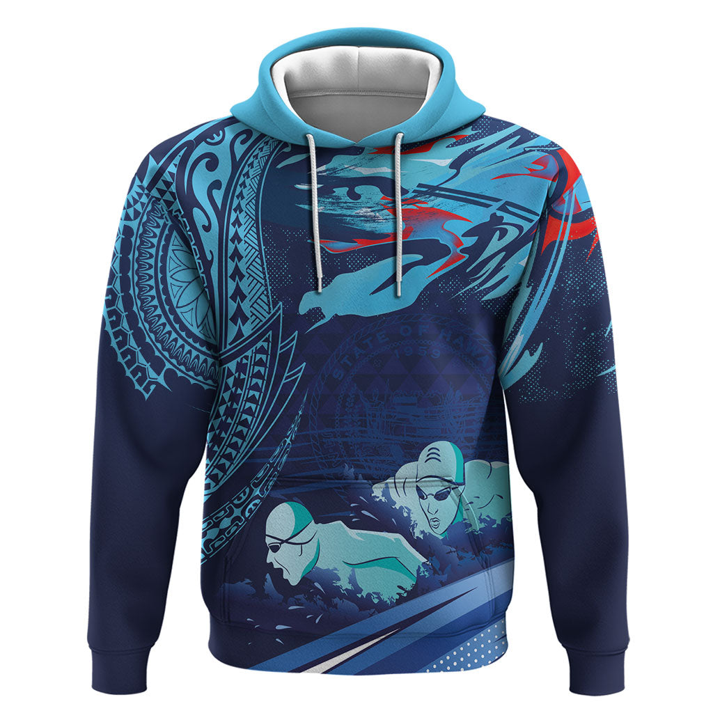 Personalized Hawaii Swimming Zip Hoodie Tribal Sporty Style LT03 Pullover Hoodie Multicolor - Polynesian Pride