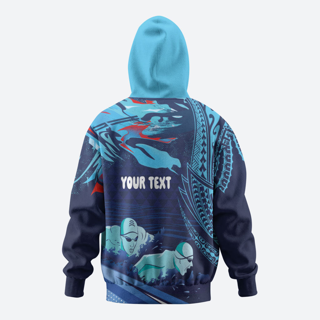 Personalized Hawaii Swimming Zip Hoodie Tribal Sporty Style LT03 - Polynesian Pride