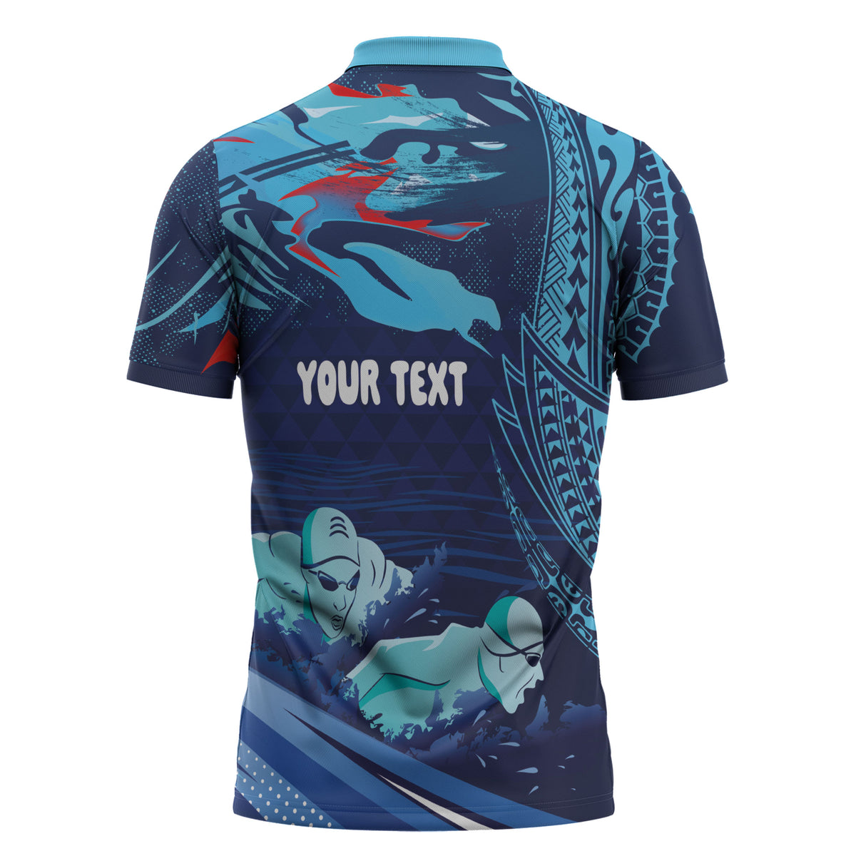 Personalized Hawaii Swimming Zipper Polo Shirt Tribal Sporty Style LT03 - Polynesian Pride