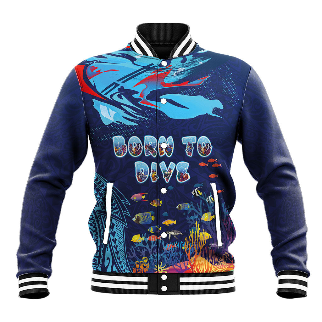 Personalized Hawaii Diving Baseball Jacket Tribal Pattern with Ocean Floor LT03 Unisex Multicolor - Polynesian Pride