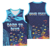Personalized Hawaii Diving Basketball Jersey Tribal Pattern with Ocean Floor LT03 - Polynesian Pride