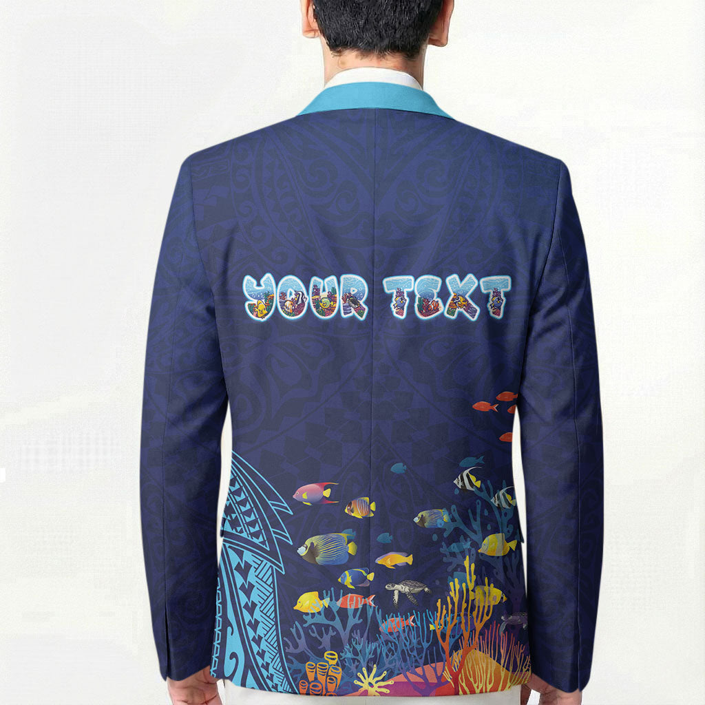 Personalized Hawaii Diving Blazer Tribal Pattern with Ocean Floor LT03 - Polynesian Pride