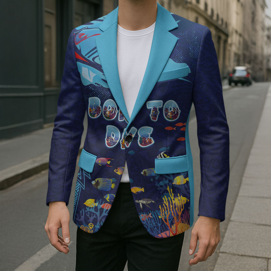 Personalized Hawaii Diving Blazer Tribal Pattern with Ocean Floor LT03 - Polynesian Pride