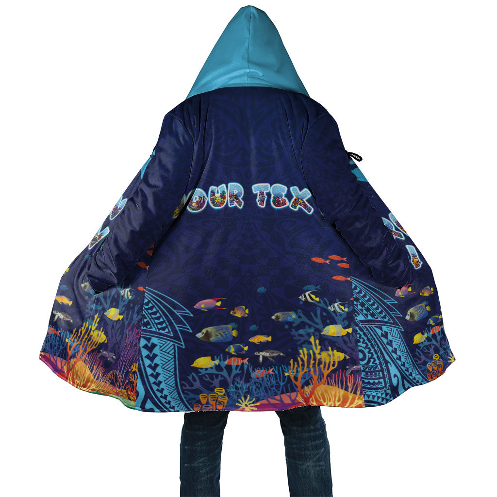 Personalized Hawaii Diving Cloak Tribal Pattern with Ocean Floor LT03 Unisex Multicolor - Polynesian Pride