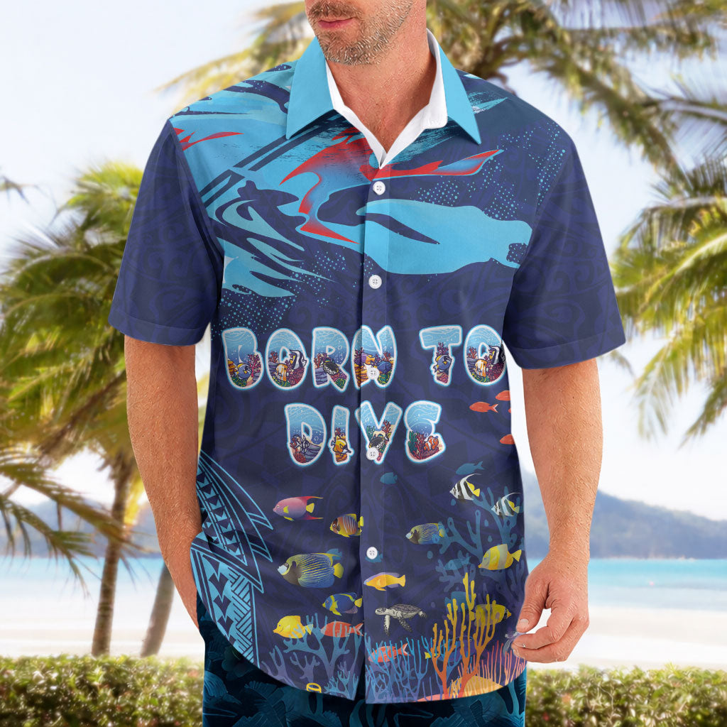 Personalized Hawaii Diving Hawaiian Shirt Tribal Pattern with Ocean Floor LT03 - Polynesian Pride