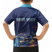 Personalized Hawaii Diving Kid Hawaiian Shirt Tribal Pattern with Ocean Floor LT03 - Polynesian Pride