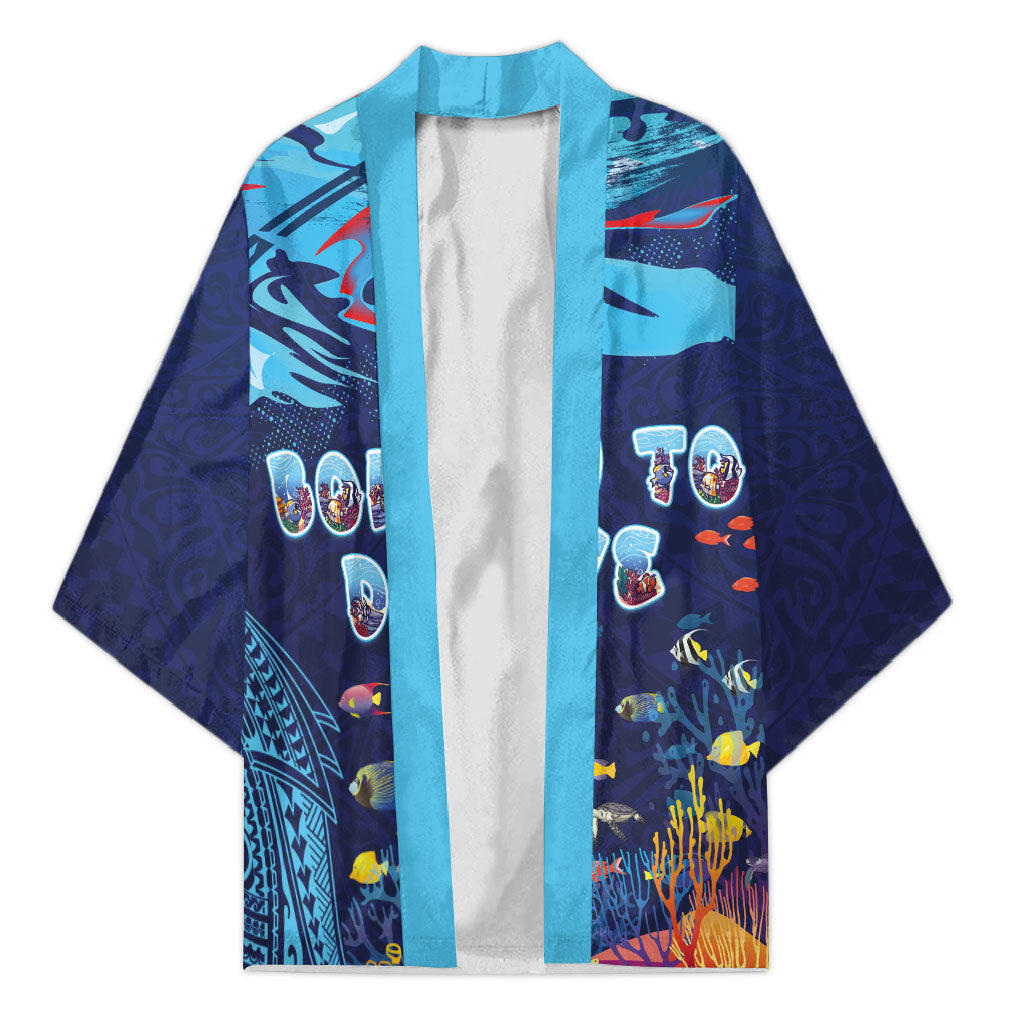 Personalized Hawaii Diving Kimono Tribal Pattern with Ocean Floor LT03 Unisex Multicolor - Polynesian Pride