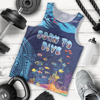 Personalized Hawaii Diving Men Tank Top Tribal Pattern with Ocean Floor LT03 - Polynesian Pride