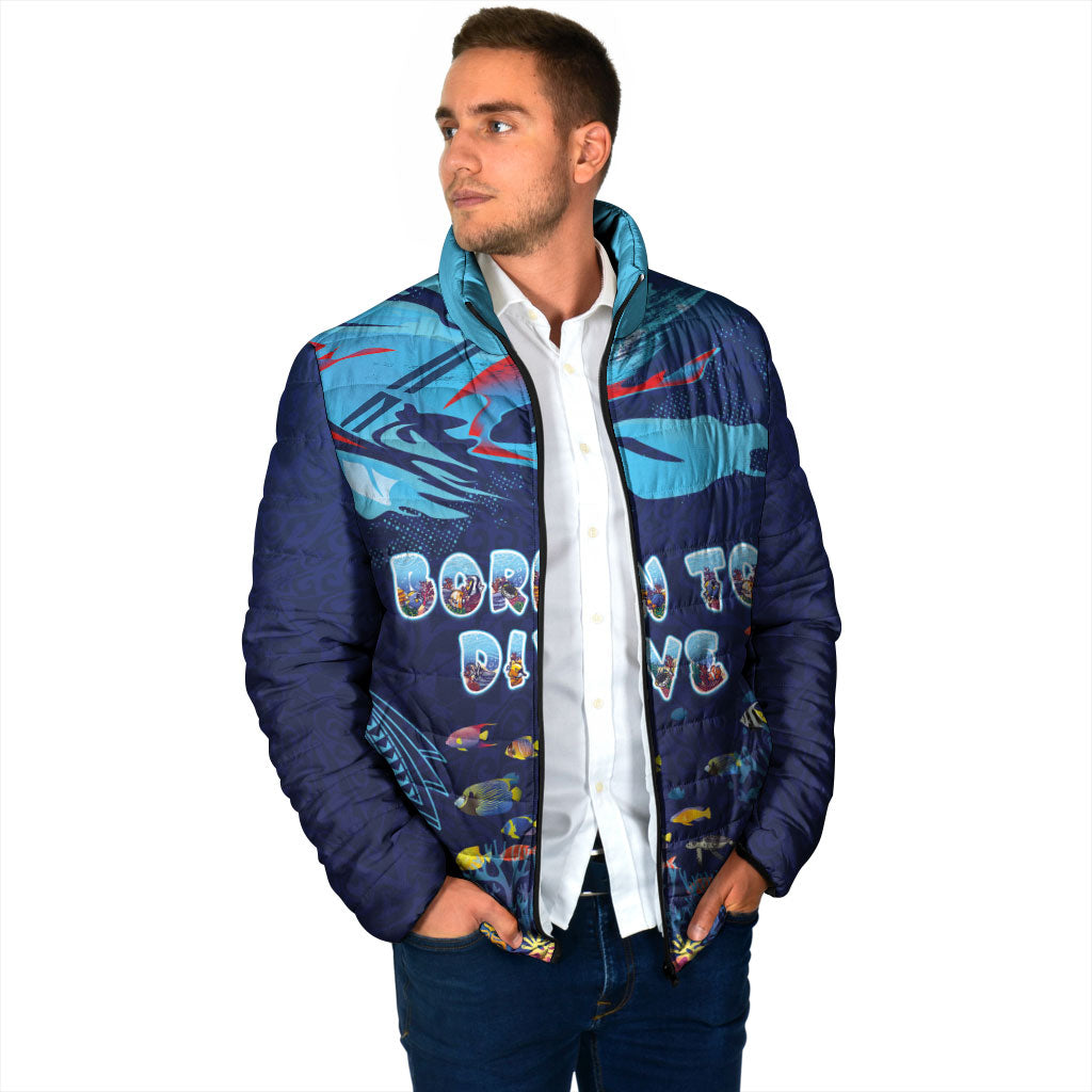 Personalized Hawaii Diving Padded Jacket Tribal Pattern with Ocean Floor LT03 - Polynesian Pride