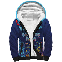 Personalized Hawaii Diving Sherpa Hoodie Tribal Pattern with Ocean Floor LT03 Unisex Multicolor - Polynesian Pride