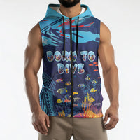 Personalized Hawaii Diving Sleeveless Zip Hoodie Tribal Pattern with Ocean Floor LT03 - Polynesian Pride