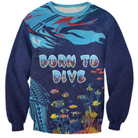 Personalized Hawaii Diving Sweatshirt Tribal Pattern with Ocean Floor LT03 Unisex Multicolor - Polynesian Pride