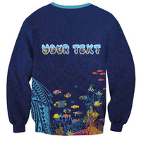Personalized Hawaii Diving Sweatshirt Tribal Pattern with Ocean Floor LT03 - Polynesian Pride