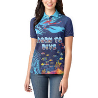 Personalized Hawaii Diving Women Polo Shirt Tribal Pattern with Ocean Floor LT03 - Polynesian Pride