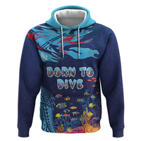 Personalized Hawaii Diving Zip Hoodie Tribal Pattern with Ocean Floor LT03 Pullover Hoodie Multicolor - Polynesian Pride