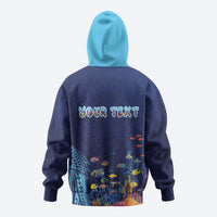 Personalized Hawaii Diving Zip Hoodie Tribal Pattern with Ocean Floor LT03 - Polynesian Pride