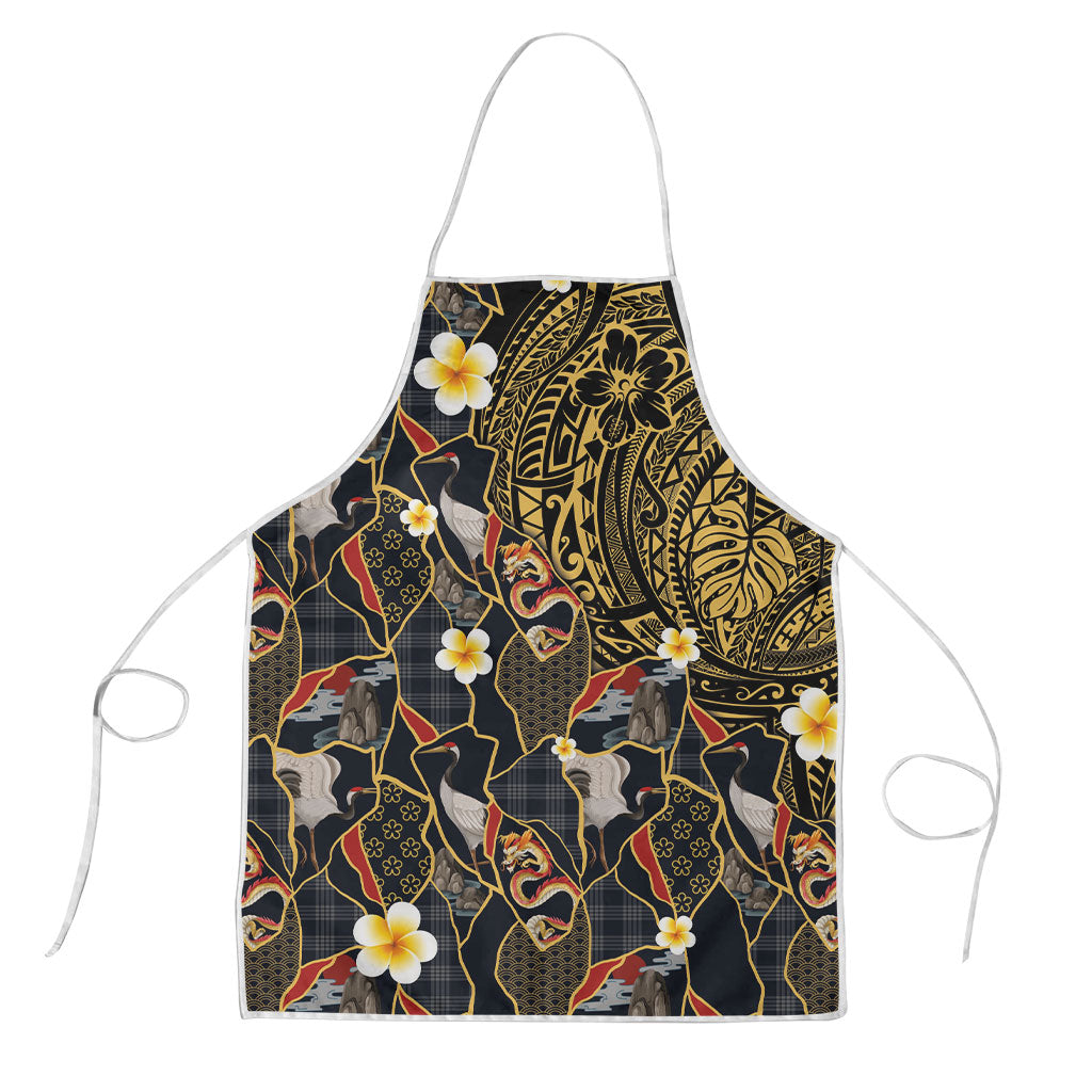 Hawaiian and Japanese Apron Polynesian Tattoo with Japanese Culture Kintsugi Style LT03 Multicolor - Polynesian Pride