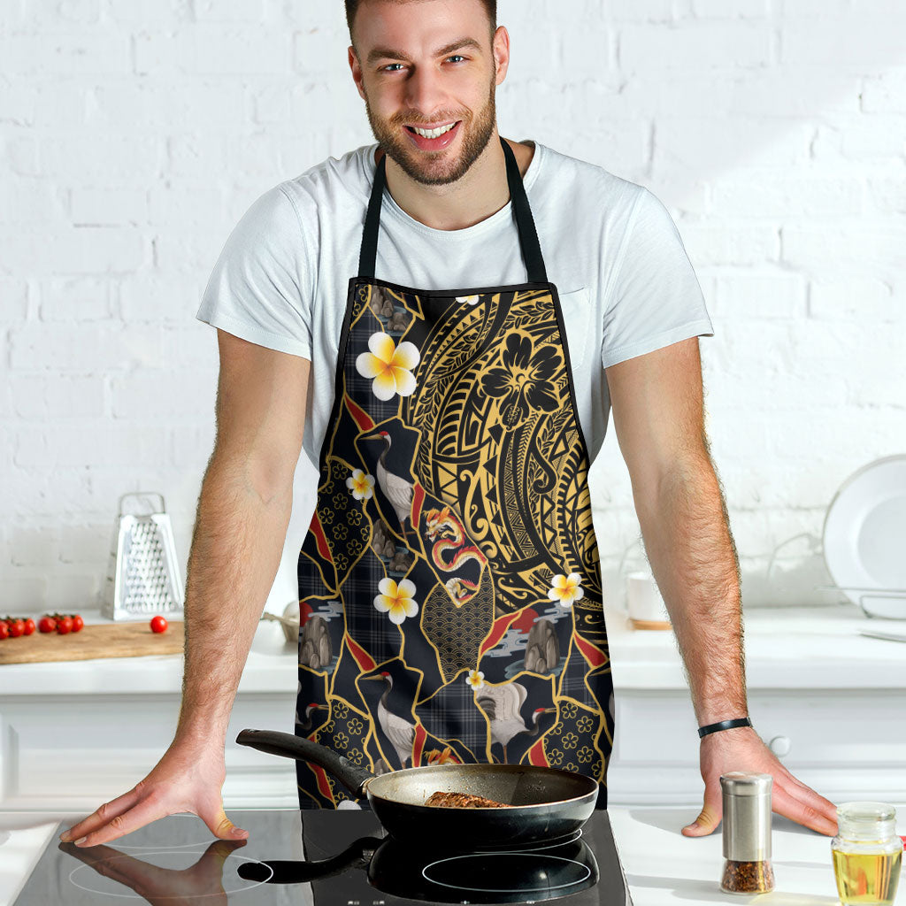 Hawaiian and Japanese Apron Polynesian Tattoo with Japanese Culture Kintsugi Style LT03 - Polynesian Pride