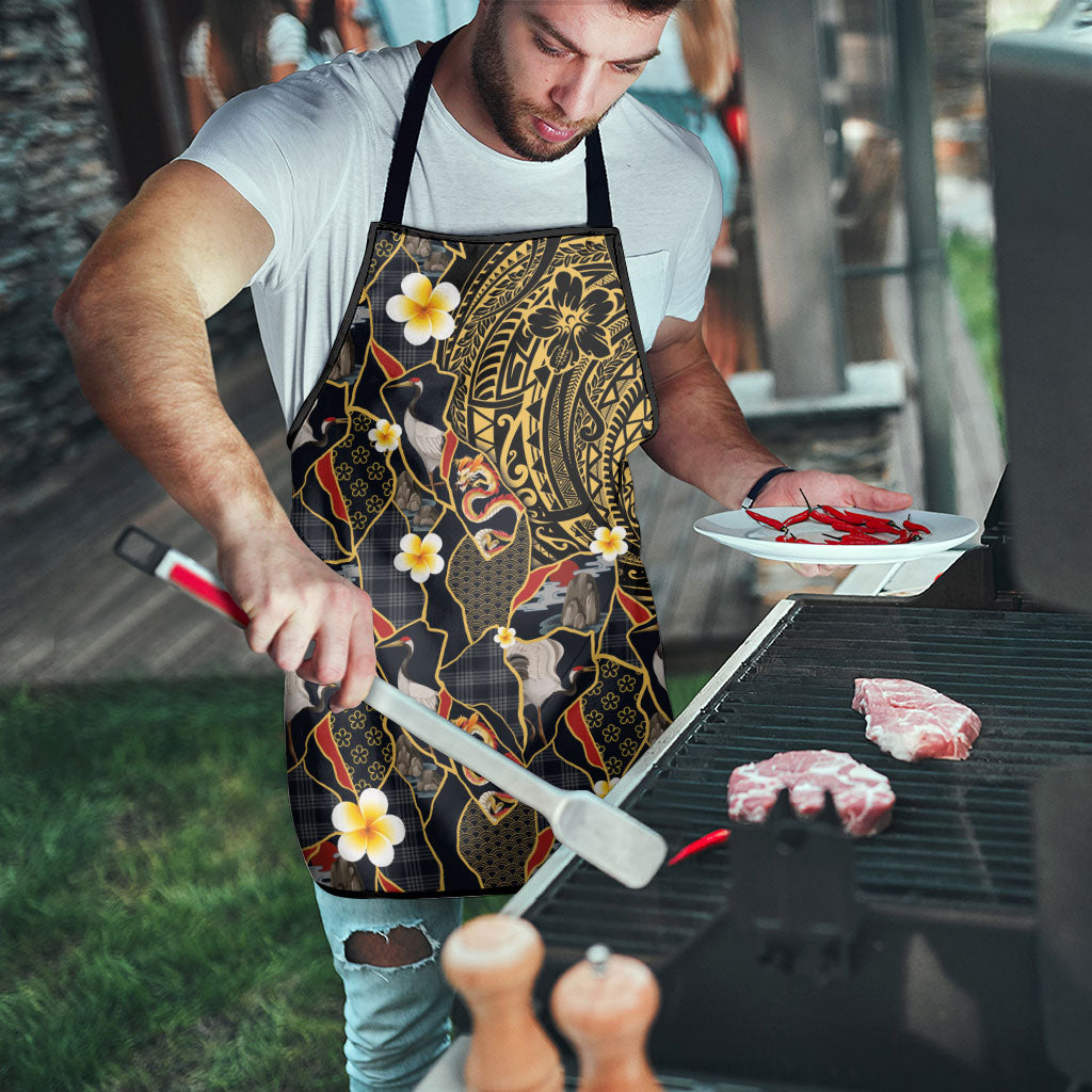 Hawaiian and Japanese Apron Polynesian Tattoo with Japanese Culture Kintsugi Style LT03 - Polynesian Pride