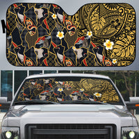 Hawaiian and Japanese Auto Sun Shade Polynesian Tattoo with Japanese Culture Kintsugi Style LT03 Multicolor - Polynesian Pride