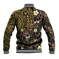 Hawaiian and Japanese Baseball Jacket Polynesian Tattoo with Japanese Culture Kintsugi Style LT03 - Polynesian Pride
