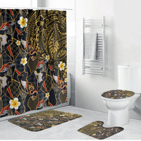 Hawaiian and Japanese Bathroom Set Polynesian Tattoo with Japanese Culture Kintsugi Style LT03 Bathroom Set (4 pcs) Multicolor - Polynesian Pride