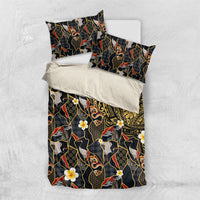 Hawaiian and Japanese Bedding Set Polynesian Tattoo with Japanese Culture Kintsugi Style LT03 US Twin 172cm x 218cm Multicolor - Polynesian Pride