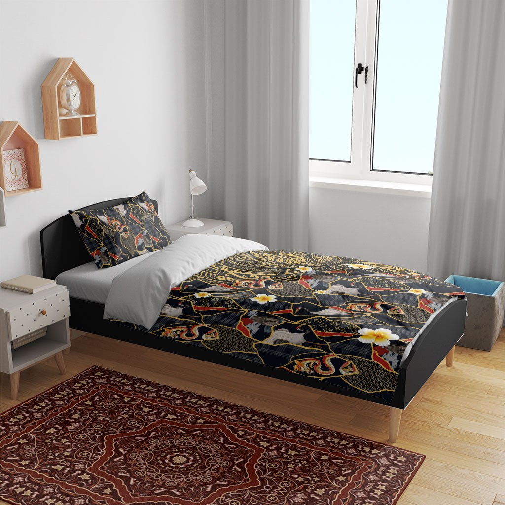 Hawaiian and Japanese Bedding Set Polynesian Tattoo with Japanese Culture Kintsugi Style LT03 - Polynesian Pride
