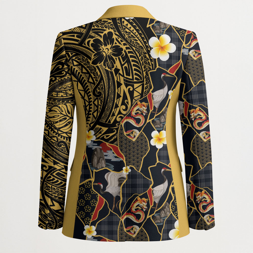 Hawaiian and Japanese Blazer Polynesian Tattoo with Japanese Culture Kintsugi Style LT03 - Polynesian Pride