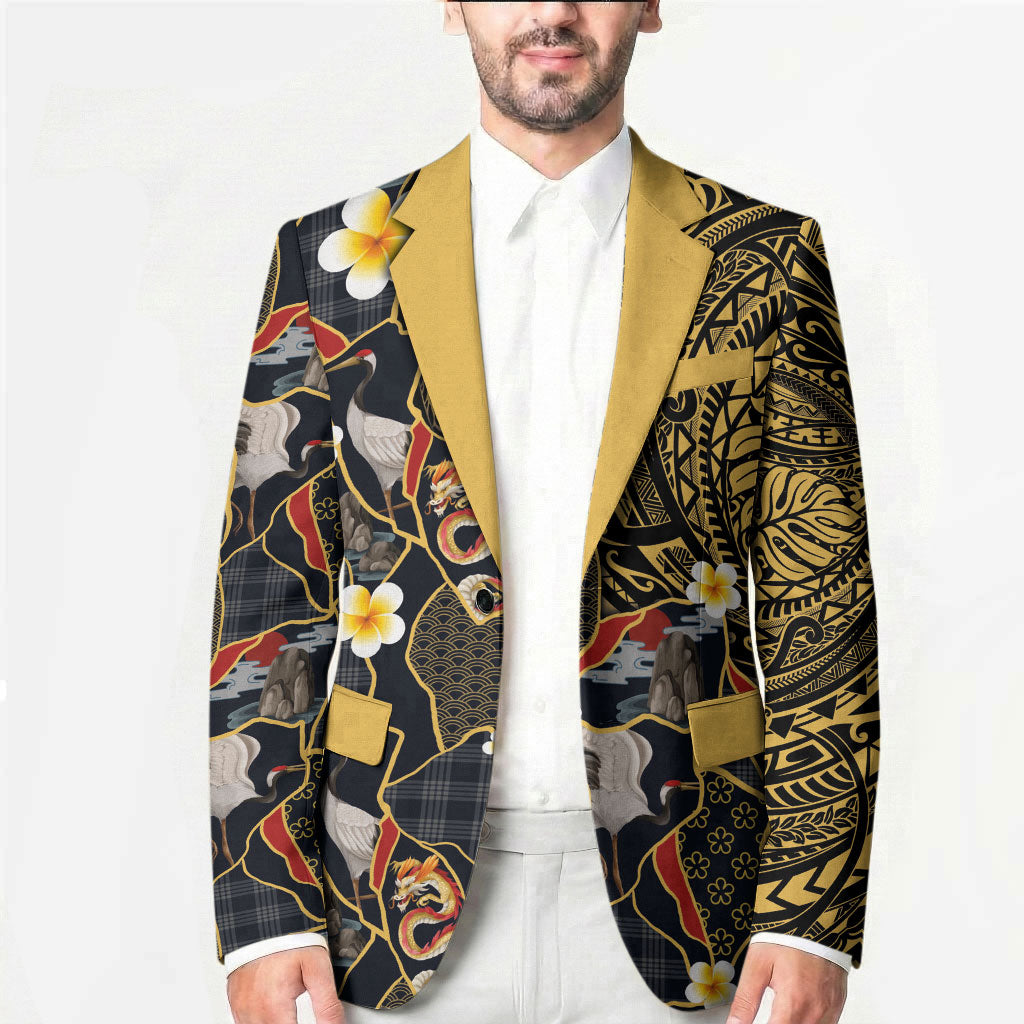 Hawaiian and Japanese Blazer Polynesian Tattoo with Japanese Culture Kintsugi Style LT03 - Polynesian Pride