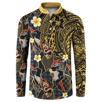 Hawaiian and Japanese Button Sweatshirt Polynesian Tattoo with Japanese Culture Kintsugi Style LT03 Multicolor - Polynesian Pride