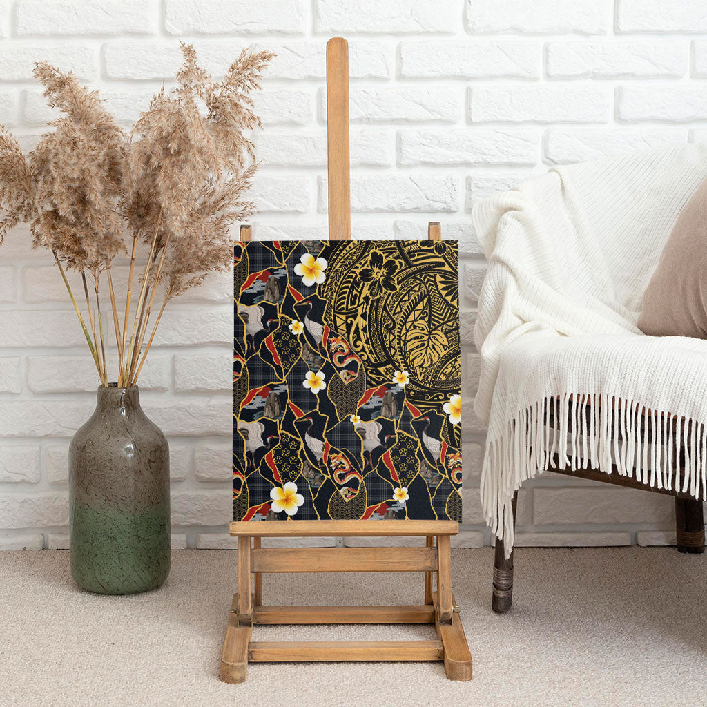 Hawaiian and Japanese Canvas Wall Art Polynesian Tattoo with Japanese Culture Kintsugi Style LT03 - Polynesian Pride