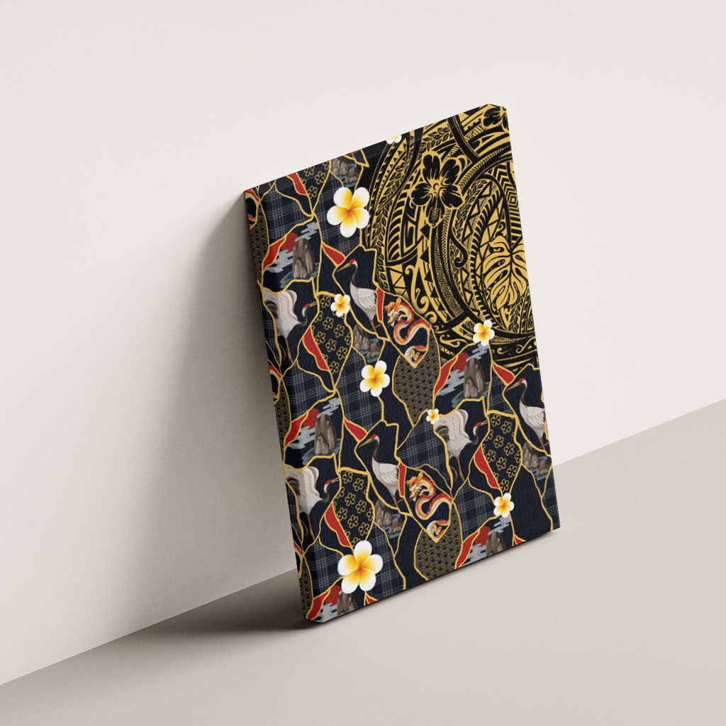 Hawaiian and Japanese Canvas Wall Art Polynesian Tattoo with Japanese Culture Kintsugi Style LT03 - Polynesian Pride