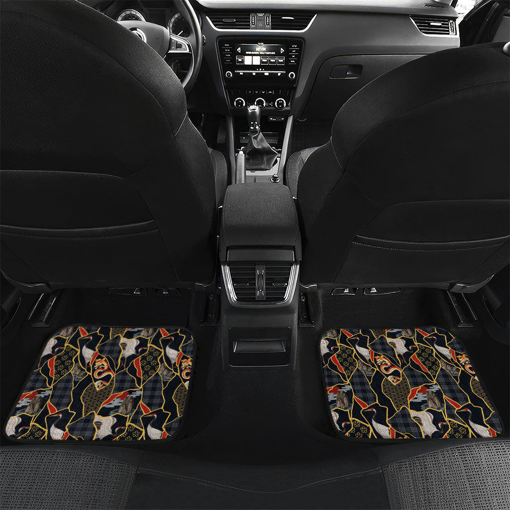 Hawaiian and Japanese Car Mats Polynesian Tattoo with Japanese Culture Kintsugi Style LT03 Set 2pcs - Back Multicolor - Polynesian Pride