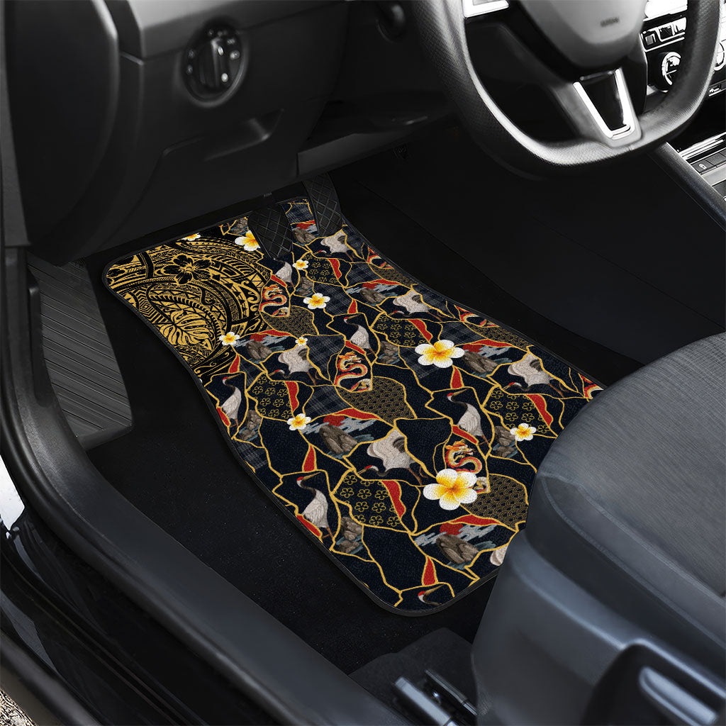 Hawaiian and Japanese Car Mats Polynesian Tattoo with Japanese Culture Kintsugi Style LT03 - Polynesian Pride