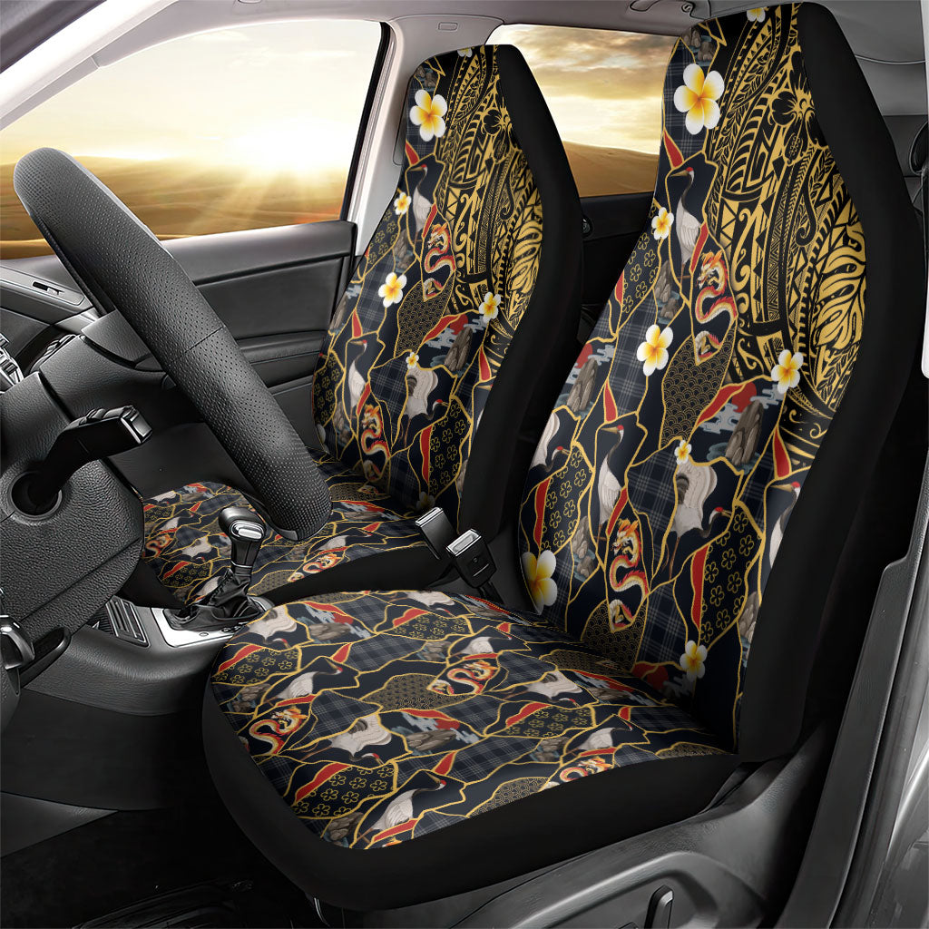 Hawaiian and Japanese Car Seat Cover Polynesian Tattoo with Japanese Culture Kintsugi Style LT03 - Polynesian Pride