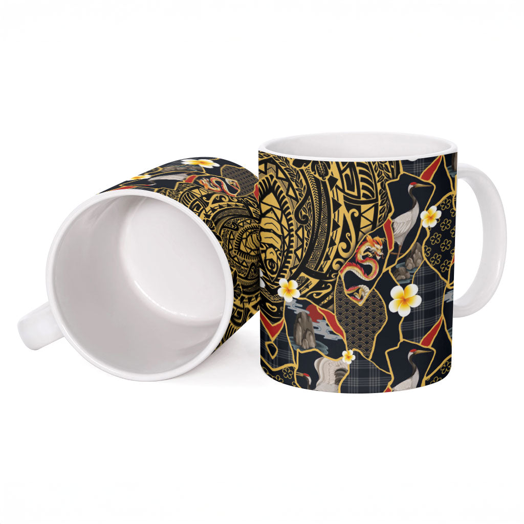 Hawaiian and Japanese Ceramic Mug Polynesian Tattoo with Japanese Culture Kintsugi Style LT03 - Polynesian Pride