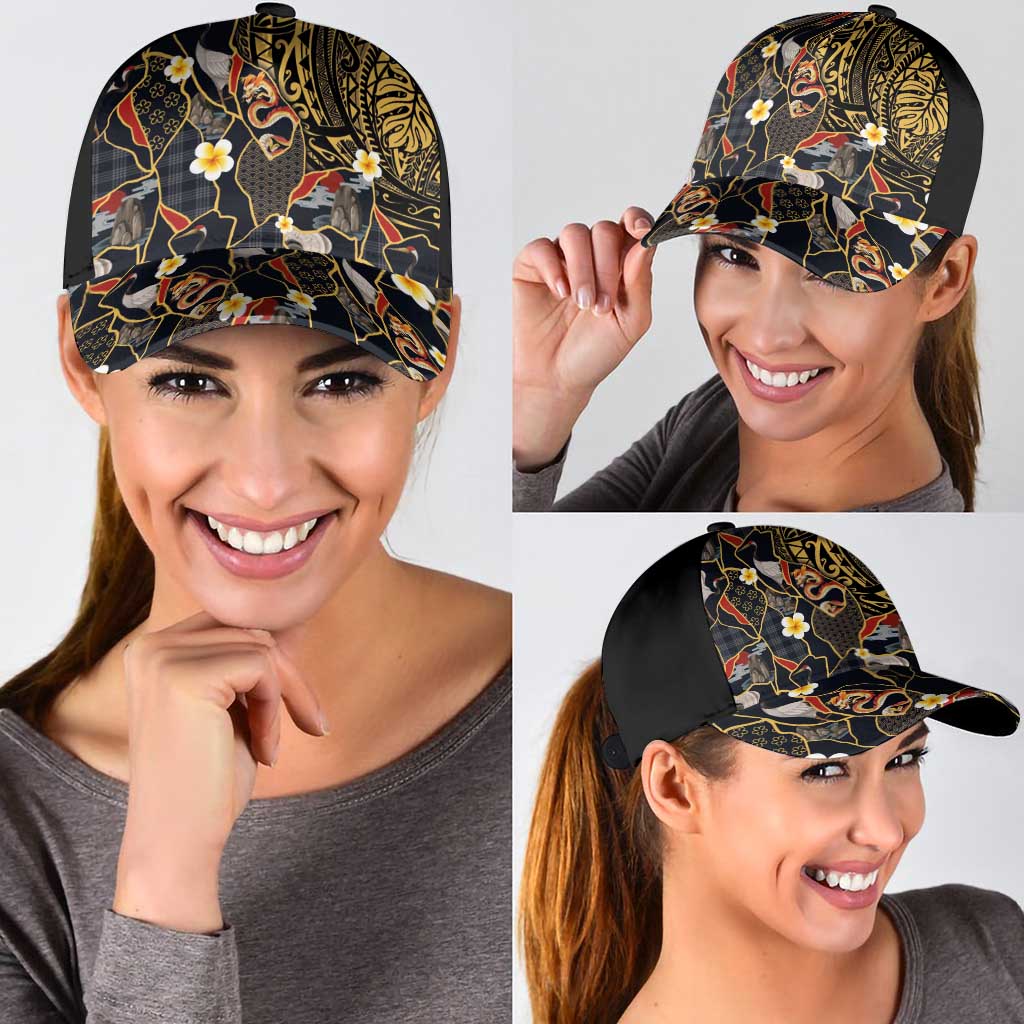 Hawaiian and Japanese Classic Cap Polynesian Tattoo with Japanese Culture Kintsugi Style LT03 - Polynesian Pride