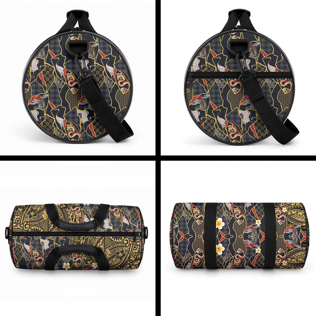 Hawaiian and Japanese Duffle Bag Polynesian Tattoo with Japanese Culture Kintsugi Style