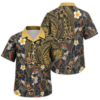 Hawaiian and Japanese Family Matching Short Sleeve Bodycon Dress and Hawaiian Shirt Polynesian Tattoo with Japanese Culture Kintsugi Style LT03 Son's Shirt Multicolor - Polynesian Pride