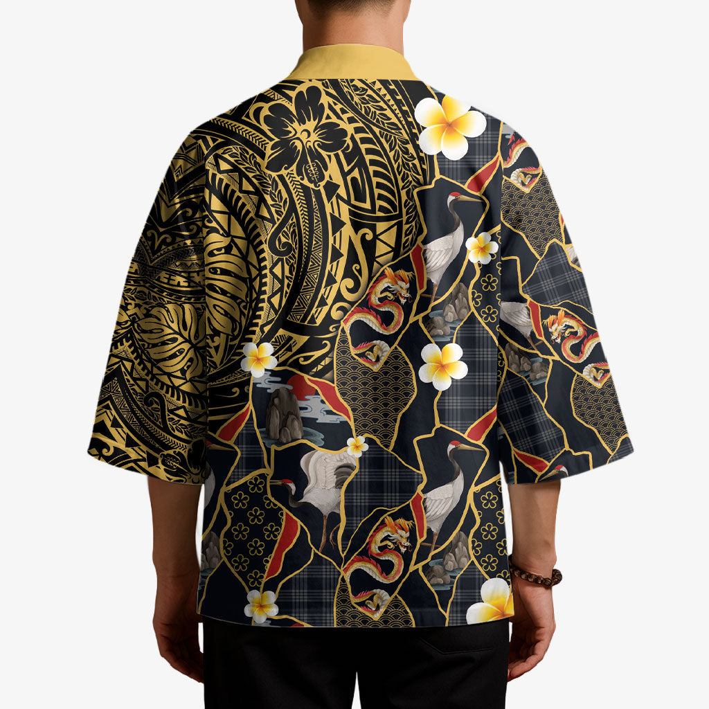 Hawaiian and Japanese Kimono Polynesian Tattoo with Japanese Culture Kintsugi Style LT03 - Polynesian Pride