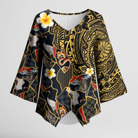 Hawaiian and Japanese Kimono Sleeve Blouse Polynesian Tattoo with Japanese Culture Kintsugi Style LT03 Female Multicolor - Polynesian Pride